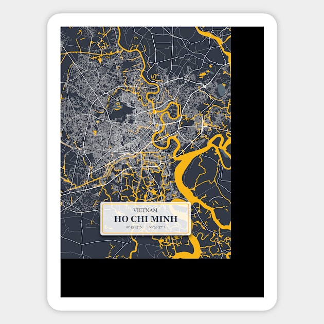 Ho Chi Minh, Vietnam City Map with GPS Coordinates Magnet by danydesign